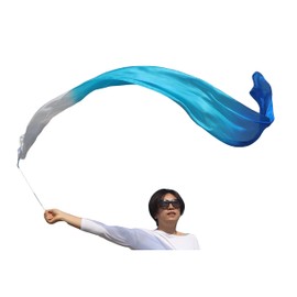 Winged Sirenny 250 cm (98") Silk Ribbon Dancer Wand Streamer with Rods, Church Liturgical Praise Worship Adoration Dance Banner (Grace)