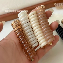 Krilira 4 Packs Telephone Wire Hair Bands for Girl, Spiral Hair Ties, Phone Cord Hair Ties, Spiral Hair Ties Phone Cord for Women (Morandi Color)