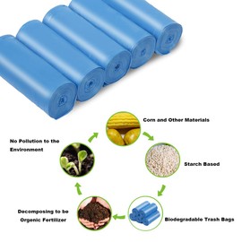Compostable Trash Bags, 13-15 Gallon Biodegradable Trash Bags Recycled Garbage Bags Unscented Wastebasket Liners for Kitchen Office(75 Counts, Blue)