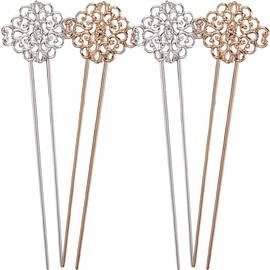 PACKOVE 4Pcs Vintage U Shaped Hair Pins Elegant Chinese Style Hair Sticks for Long Hair Bun Holders for Traditional Dress Daily Use