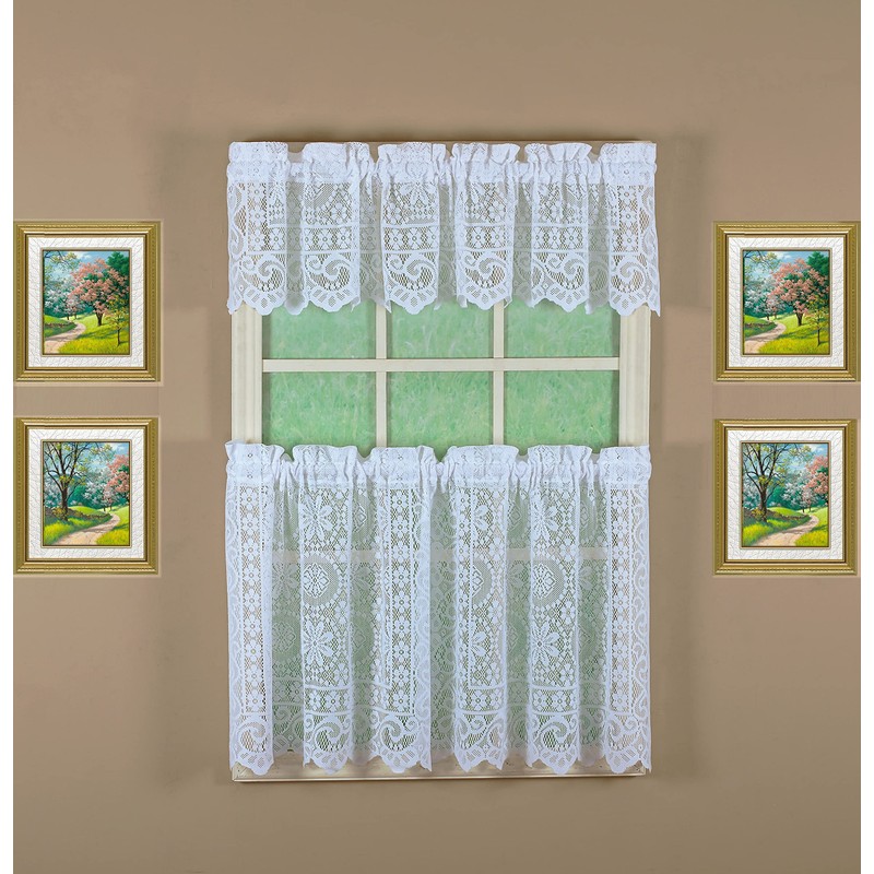 Today's Curtain Hopewell Premium Lace Tier 24", White, 58W x