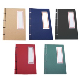 Felimoa Japanese Bound Notebook, Vertical Writing A5, Free Book, Diary, Haiku, 120 Pages, 5 Colors Set