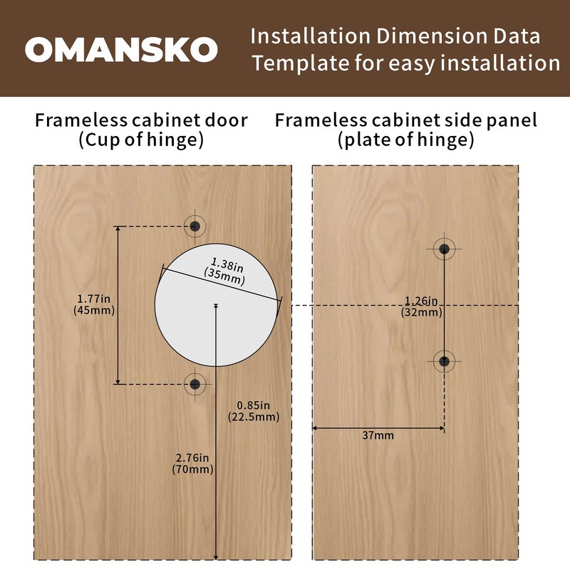 6 Pack Full Overlay Soft Close Cabinet Hinges 105° Frameless