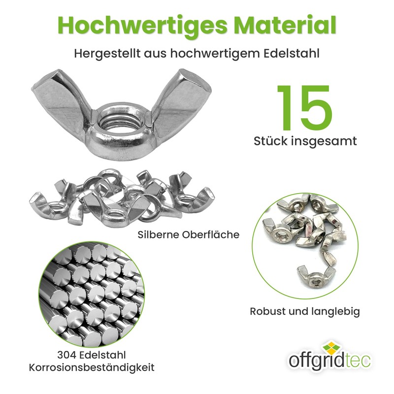 Offgridtec Wing Nuts Stainless Steel A2 V2A 304 DIN315 Pack
