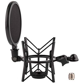 LYRCRO Microphone Shock Mount with Integrated Pop Shield for Rode Mics like K2, NT1-A,NT1000, NT2-A, NT2000, NTK, Podcaster and Procaster (20mm Internal Thread).