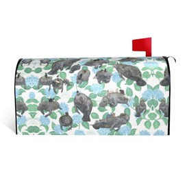 Rabbits Manatees Print Mailbox Covers with Magnetic Standard Size 18x21 and 21x25.5In for Garden Yard
