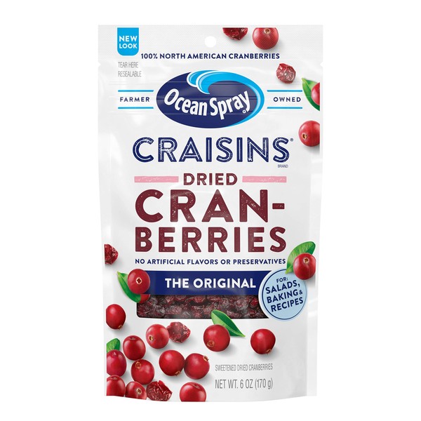 Ocean Spray, Craisins Dried Cranberries, 6 Ounce Resealable Bag