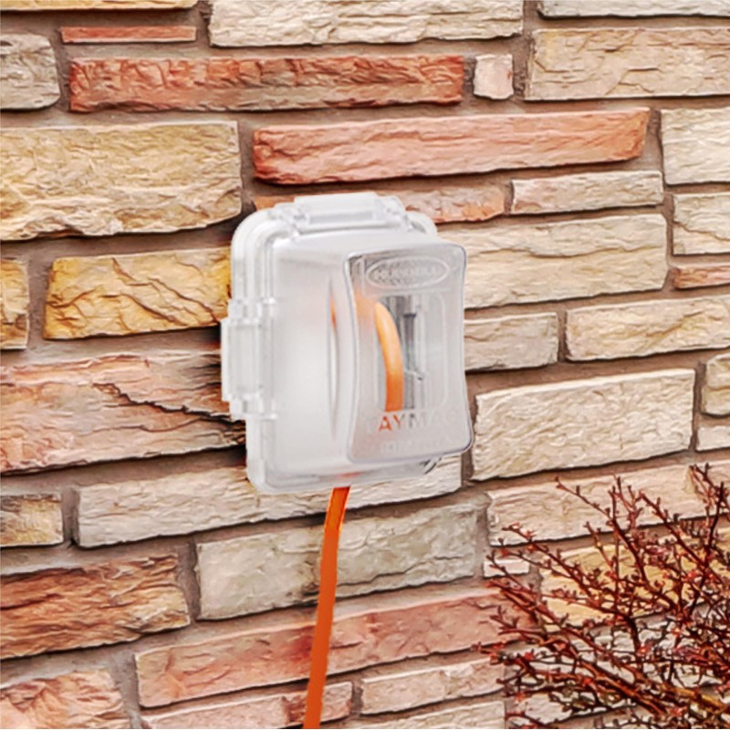 TayMac MM720C Bell 1-Gang Non-Metallic Weatherproof In-Use Deep Cover, Clear