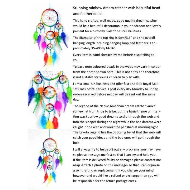 DREAM CATCHER FOR BOYS AND GIRLS RAINBOW DREAMCATCHER BEDROOM DECORATION
