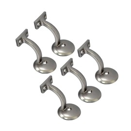 QCAA Heavy Duty Zinc Die Cast Handrail Bracket, Brushed Satin Nickel, 5 Pack, Made in Taiwan