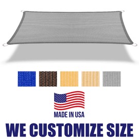 HOMA 10' x 22' Grey Rectangle Sun Shade Sail Canopy, 95% UV Blockage Awning Shelter Fabric Cloth Screen for Patio Outdoor Backyard - Heavy Duty Commercial Grade (Custom Size - Made in USA)