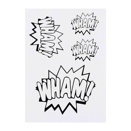 Azeeda 4 x 'Wham Comic-Action-Blase' Temporäre Tattoos - Wasserfest, Hautfreundlich & Ungiftig · Transfers in Verschiedenen Größen (TO00072918)
