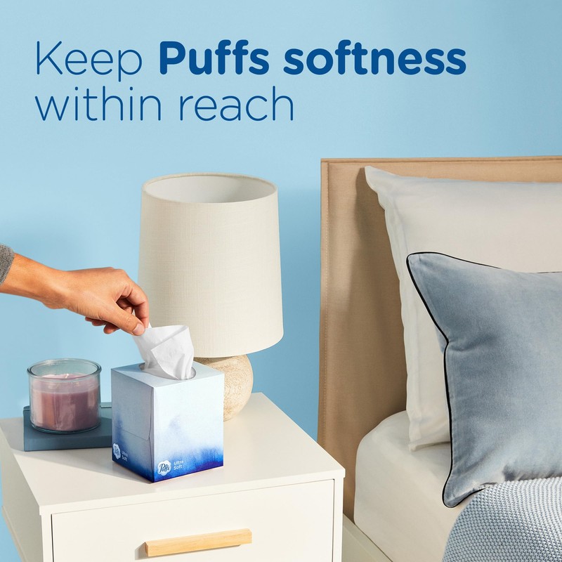 Puffs Ultra Soft Facial Tissues, 4 Mega Cube Box, 72