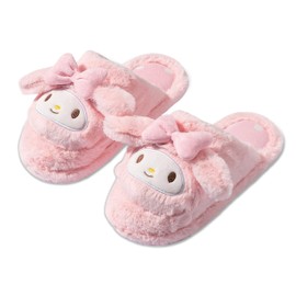 Roffatide Cartoon Melody Cute Plush Floor Slippers Indoor Shoes Fuzzy Slippers with Rubber Sole for Girls Women 7.5-8