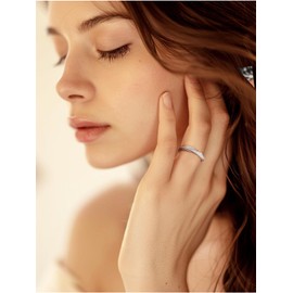 Silvora 925 Silver Spinner Ring Women's 3.5 mm Wide Rotating Cubic Zirconia Fidget Finger Ring Women Men Anti-Stress Wedding Ring Engagement Ring Wedding Ring Size 49.3 (15.7) - 67.2 (21.25), Sterling