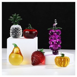Yangshine Crystal Grape statue Ornament Artificial Fruit Sculpture Figurine Tabletop Paperweight Crystal Glass Ornament for Home Decor-Grape