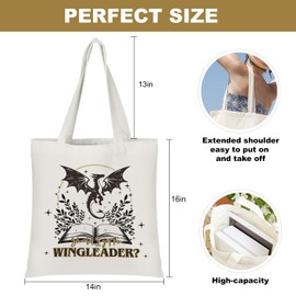 4th Wing Dragon Book Canvas Tote Bag Gifts for Book Lovers Woman, Reading Accessories, Librarian, Bookish, Readers, Library Presen