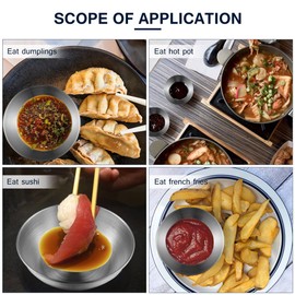 NUOLUX Condiment Plates, Small Plates, 3.1 inches (8 cm), Stainless Steel Plates, Set of 8, Condiment Plate, Mini Sauce Plate, Seasoning Plate, Appetizer Plate, Pickle Container, Food Dip Bowl,