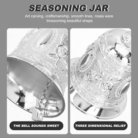 Vaguelly Hand Bell Call Bell Brass Wedding Bell Temple Bell Alarm Bell Decorative Bell Restaurant Decorative Craft for Adults Church Bar Classroom, Silver