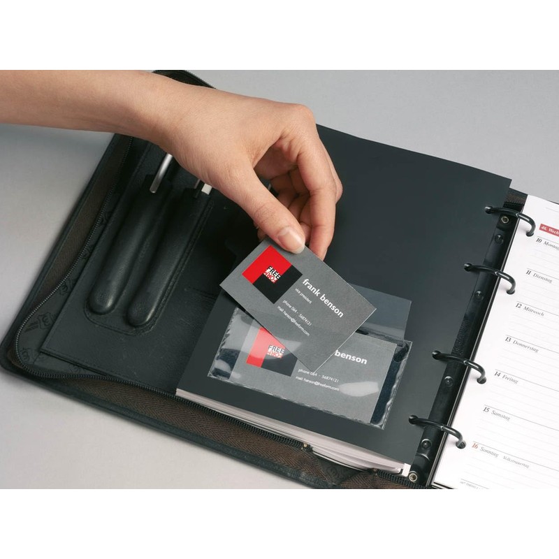 Durable Pocketfix Plus, Selbstklebetaschen mit Verschlusskappe für Visitenkarten, 10 Stück,