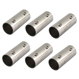 22mm Stainless Steel Straight Pipe Fitting Tube Rod Connector For Racks Hanging Rod Fence Handrail (6 Pieces)