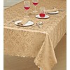 Prime Linens Home Decorative Classic Damask Printed Jacquard Tablecloth Rectangle Round Runner Napkin Table Cover Cloth Protector for Kitchen Picnic (Gold, Rectangle 52" x 70")