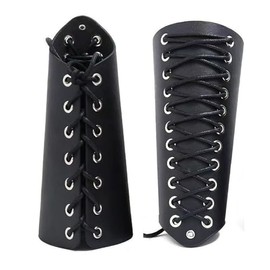 Yuelulala 2PCS Leather Gauntlet Wristband, Leather Gauntlet Wristband, Leather Arm Guards Medieval Bracers Punk Bracers for Women Men Boys (A44-2)