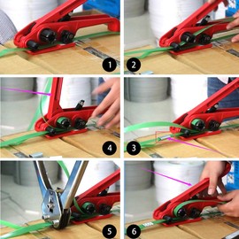 Heavy Duty 4-in-1 Manual Strapping Tool Kit with Tensioner & Sealer for 12-19mm PP/PET Plastic Strapping