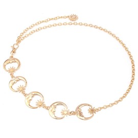 Gold Star Moon Chain Belt Sun Pendant Waist Chains for Women Moon Star Belly Chains for the Waist Body Chains for Women Moon and Stars Waist Belt for Jeans Dresses