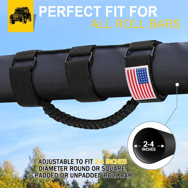 moveland 4 Pack Roll Bar Grab Handles, Paracord Grip Handles