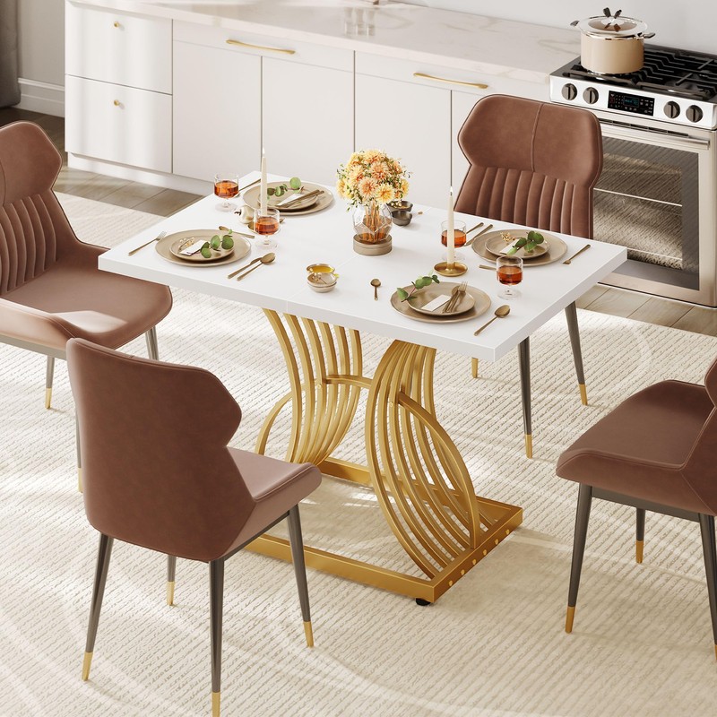 DWVO Modern Dining Table for 4 People 47 Inch Rectangular