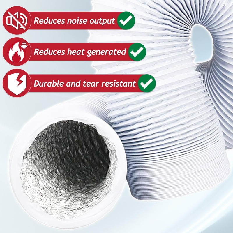SPARES2GO Universal Insulated Vent Hose Flexible PVC Aluminium Foil Lined
