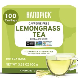 HANDPICK HANDPICK, Lemongrass Tea Bags (100 Count) Non-GMO, Caffeine Free - Quality Lemongrass Herbal Tea- Eco-conscious Round Tea Bags | Brew Hot or Iced Tea
