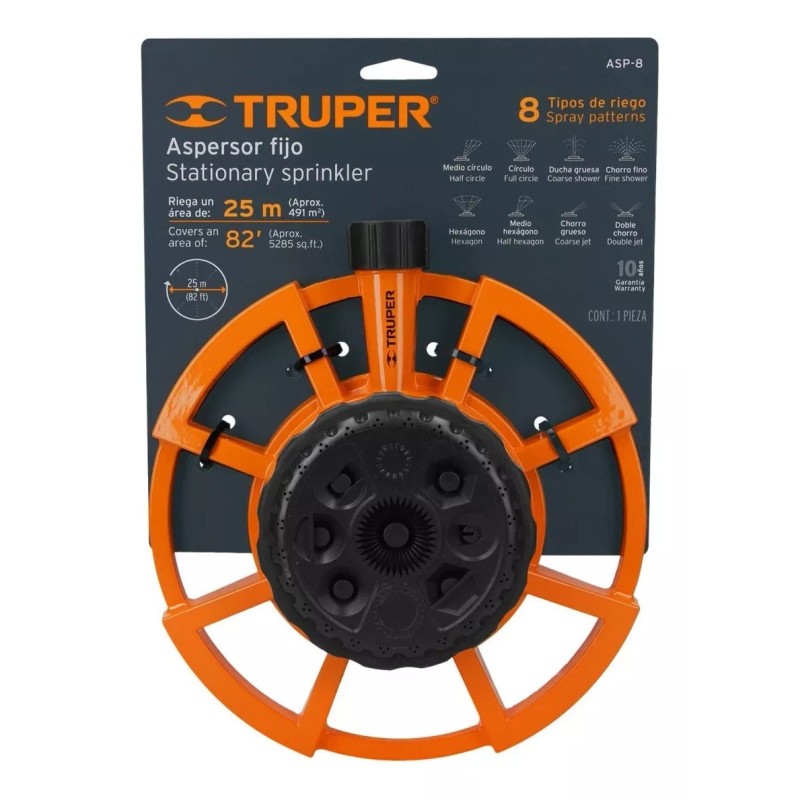 Truper Aspersor Base Aluminio 8 Funciones Truper 10328