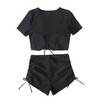 Lilosy High Waisted Tummy Control Drawstring Bikini Set Srting Swimsuit