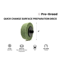 Pro-Graad 2" Quick Change Non-Woven Surface Preparation Discs for Deburring, Blending, Cleaning, Finishing, Polishing | Male R-Type Backing | Die Grinder Discs | (10 Pack) | (Green - Very Fine)