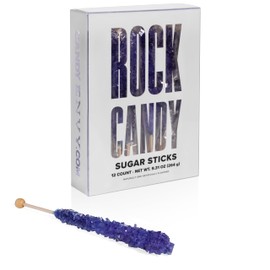 Candy Envy - Purple Rock Candy Sugar Sticks - Grape Flavored - 12 Indiv. Wrapped
