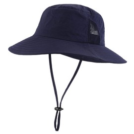 Connectyle UPF 50+ Safari Hat, Ponytail, Sun Hat, Mesh, UV Protection Hat for Infants and Kids, blue (navy blue)