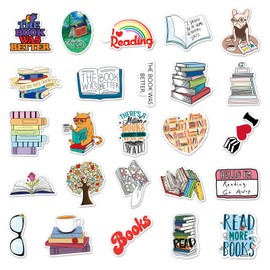 50 PCS Stickers for Love Reading Water Bottle|Vinyl Waterproof Sticker for Laptop Skateboard Phone Car Decals for Teens Adults Decor (Love Reading Stickers)