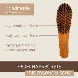 Thats me organic Professional Hair Brush Finger Shape "The Ergonomic" - Made of Pear Wood & Boar Bristles - Ideal for Curls & Thick Hair - Natural Hair Brush for Everyday Use
