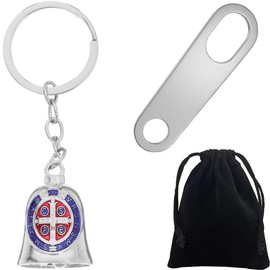 KUMSODE Pack of 2 Guardian Bell Motorcycle Bells, Stainless Steel Motorcycle Bell Lucky Charm, Motorcycle Bell Hanger, Chrome for Motorcycle Accessories or Key Chain