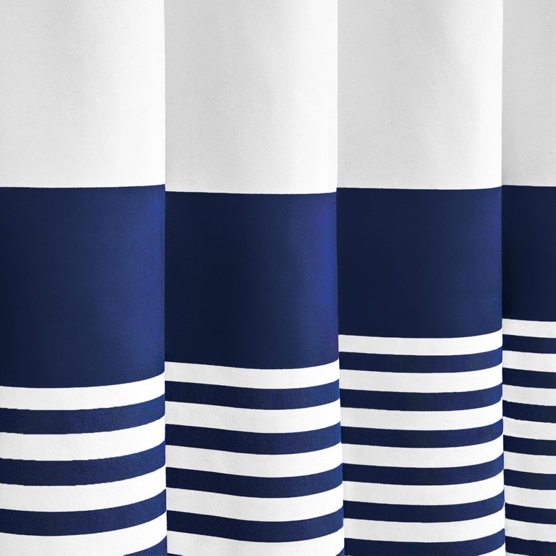 Seasonwood Extra Long Shower Curtains White and Blue Striped Shower