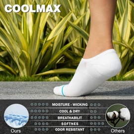 BRISIRA Coolmax Men No Show Socks Thick Cushion Non Slip For Loafer Sneakers Invisible Low Cut Liners