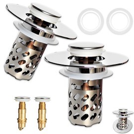 Bathroom Sink Drain Strainer,Bathroom Sink Stopper,Drain Hair Catcher,Universal Stainless Steel Drain Strainer for 1.1 to 2.3in Drain Hole,Sink Drain Stopper,Bathroom Sink Filter. (2)