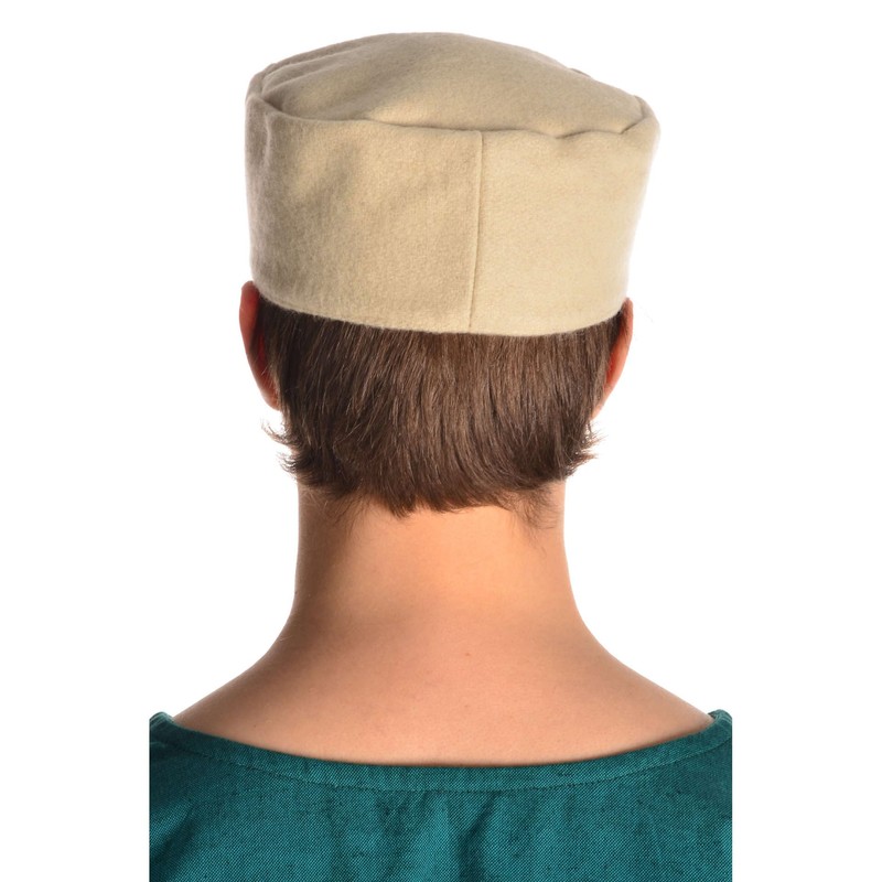HEMAD Medieval Cap Wool Felt Lined, beige, M