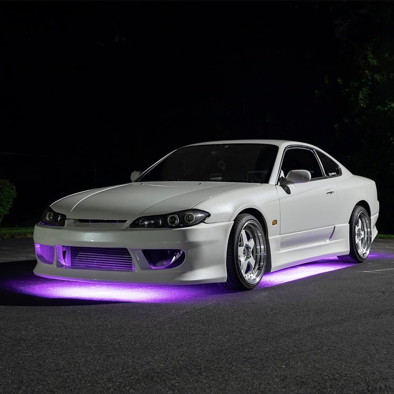 LEDGlow 4pc Purple Flexible Car Slimline LED Underbody Underglow Accent