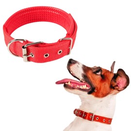 OutZmart Collar para Perro Ajustable Duradero Elegante Suave Acolchado Transpirable Ajustable para Perros Chicos Medianos (Rojo)