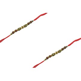 Raksha Bandhan Rakhi for Brother with Greeting Card || Multi Design Rakhi| Threaded Rakhi for Bhaiya | Premium Indian Rakhi | Set of 2 (Rudraksh Rakhi), Rudraksh Rakhi