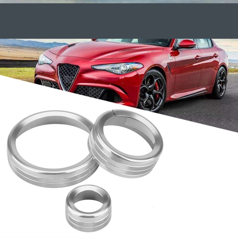 3Pcs Car Center Control Multimedia Knob Circle Cover Trim for