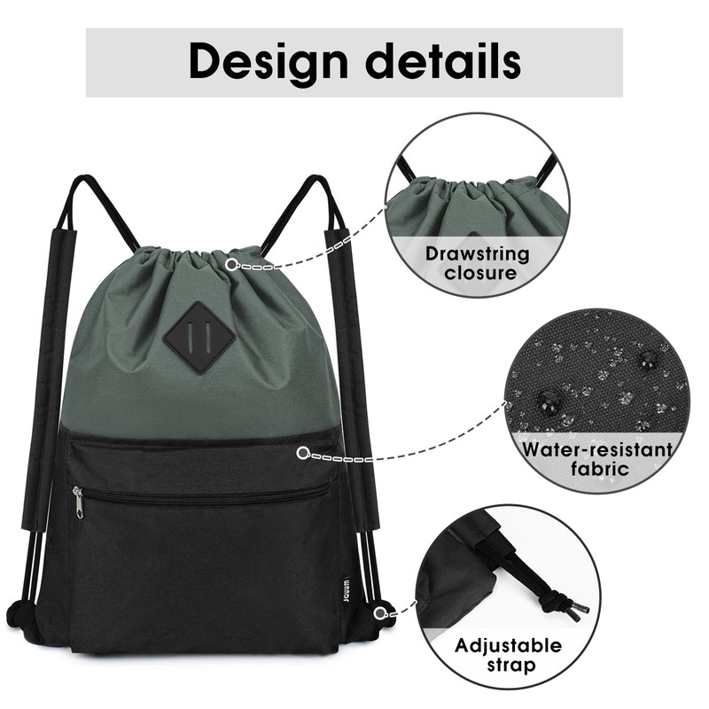 WANDF Drawstring Backpack, Sports Gym Bag with Wet Pocket, Water